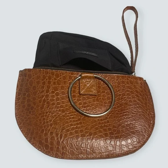 PUNTO FIBBIA Women’s Wristlet Genuine Leather Croc Bag - Picture 8 of 10